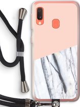 Case Company® - Samsung Galaxy A20e hoesje met Koord - A touch of peach - Telefoonhoesje met Zwart Koord - Bescherming aan alle Kanten en Over de Schermrand