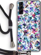 Case Company® - Samsung Galaxy S21 Plus hoesje met Koord - Hibiscus Flowers - Telefoonhoesje met Zwart Koord - Bescherming aan alle Kanten en Over de Schermrand