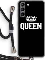 Case Company® - Samsung Galaxy S21 hoesje met Koord - Queen zwart - Telefoonhoesje met Zwart Koord - Bescherming aan alle Kanten en Over de Schermrand