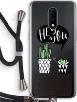 Case Company® - OnePlus 7 hoesje met Koord - Hey you cactus - Telefoonhoesje met Zwart Koord - Bescherming aan alle Kanten en Over de Schermrand