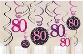 swirlslingers 80 jaar zwart/roze 61 cm 12 stuks