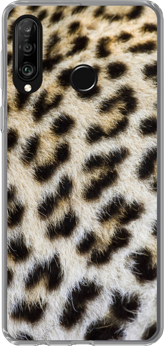 Telefoonhoesje Geschikt voor Huawei P30 Lite hoesje - Close-up vacht luipaard - Siliconen Telefoonhoesje Telefoonhoesje