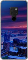 Geschikt voor Huawei P40 Lite hoesje - Rotterdam - Lucht - Roze - Siliconen Telefoonhoesje