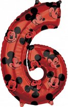 folieballon Micky Mouse 6 jaar junior 43 x 66 cm rood