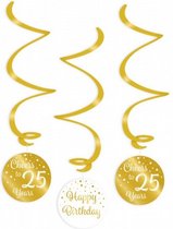swirlslingers 25 jaar 70 cm goud/wit 3 stuks
