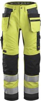Snickers 6230 AllroundWork, Pantalon de travail haute visibilité+ avec poches holster, Classe 2 - Jaune, Haute visibilité/ Grijs acier - 46
