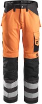 Snickers 3333 High-Vis Werkbroek, Klasse 2 - Oranje, High Visibility/Gemeleerd Grijs - 188