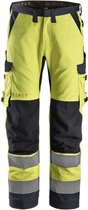 Snickers 6361 ProtecWork, Pantalon de travail avec poches symétriques, haute visibilité classe 2 - Jaune haute visibilité/ Blauw foncé - 150