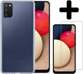 Hoesje Geschikt voor Samsung A03s Hoesje Siliconen Case Met Screenprotector - Hoes Geschikt voor Samsung Galaxy A03s Hoes Siliconen - Transparant