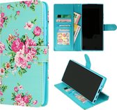 HB Hoesje Geschikt voor Samsung Galaxy Note 10 met Print - Portemonnee Book Case - Kaarthouder & Magneetlipje - Bloemen