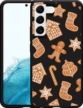 Galaxy S22 Hoesje Zwart Christmas Cookies - Designed by Cazy