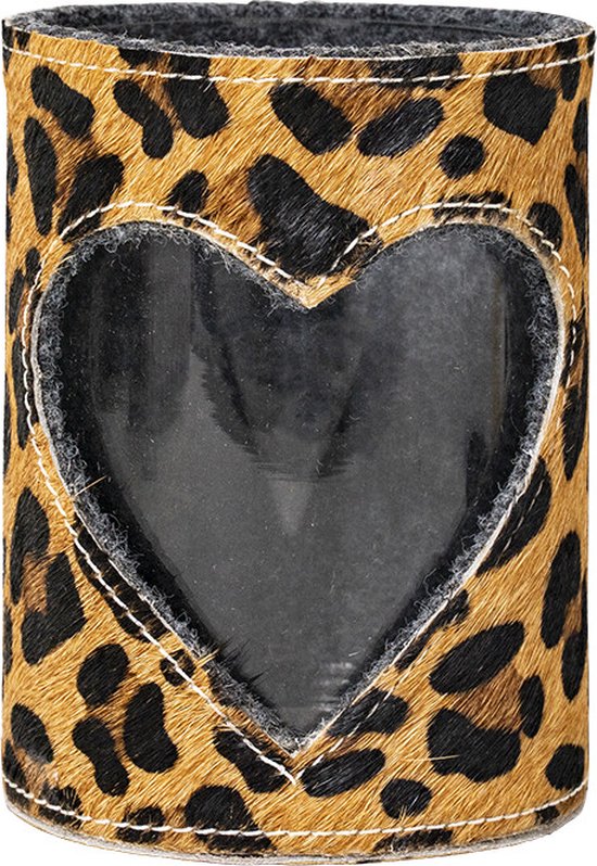 Lanterne vache coeur léopard 15cm