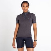 Dare2B, Pedal Through It Korte Mouw Dames Fietsshirt met halve rits, Zwart, Maat 42