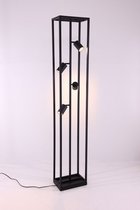 Vloerlamp Frame Spottie - 4xGu10 - kantelbare en draaibare spots - 166cm hoog - mat zwart