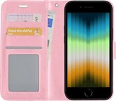 Hoes voor iPhone SE 2022 Hoesje Bookcase Flip Cover Book Case - Licht Roze