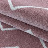 Woonkamer vloerkleed Laagpolig vloerkleed Golfpatroon lijnen Kleur Roze