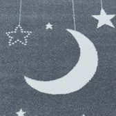 Tapis pour enfants à poil ras Motif de étoilé nuage lune Bleu