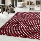 Tapis de salon Shaggy Motif structurel Abstrait Tapis Design Rouge