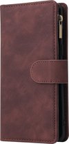 OnePlus 8 Hoesje - Mobigear - Zipper Serie - Kunstlederen Bookcase - Bruin - Hoesje Geschikt Voor OnePlus 8