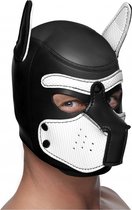 Neoprene Puppy Hood - Black and White - Masks white