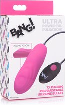 7X Pulsing Rechargeable Silicone Bullet - Pink - Bullets & Mini Vibrators pink