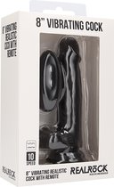 Vibrating Realistic Cock - 8" - With Scrotum - Black - Realistic Vibrators black