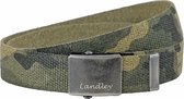 Landley Unisex Canvas Riem met Metalen Schuifgesp - Stretch - Koppelriem - Dames / Heren - Camouflage - Lengte totaal 130 cm / Riemmaat 115
