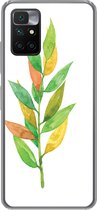 Geschikt voor Xiaomi Redmi 10 hoesje - Waterverf - Bladeren - Planten - Siliconen Telefoonhoesje