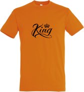 Oranje T shirt met  " King " print Zwart size XS