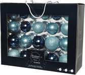 Decoris kerstballen mix - 42 Stuks - Glas - Nachtblauw / Ochtendblauw