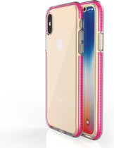 Peachy Beschermend gekleurde rand hoesje iPhone X XS Case TPE TPU back cover - Roze