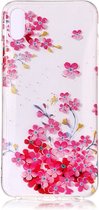 Peachy Kleurrijk Transparant Bloemen Hoesje TPU iPhone XR - Roze