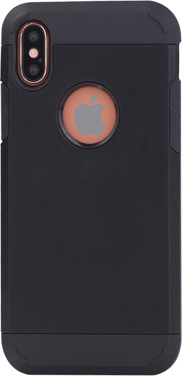 Peachy Shockproof hoesje geschikt voor iPhone X XS case bescherming zwart stevig TPU
