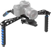Peachy Opvouwbare Camera RIG stabilizer DSLR camera aluminium schouderstatief - Zwart Blauw