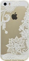 Peachy Transparant case bloemen patroon TPU hoesje iPhone 5 5s SE 2016 - Wit