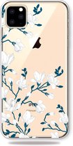 Peachy Bloemen wit hoesje TPU bloesem iPhone 11 Pro - Doorzichtig