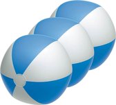 3x Opblaasbare strandballen blauw/wit 28 cm speelgoed - Buitenspeelgoed strandballen - Opblaasballen - Waterspeelgoed