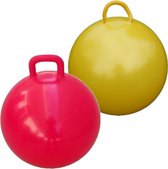 2x stuks skippyballen voor kinderen geel en rood 60 cm - Zomer buiten speelgoed