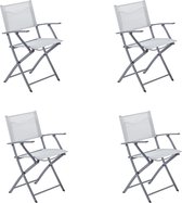 NATERIAL - Set de 4 chaises de jardin EMYS avec accoudoirs - Fauteuil pliant - Fauteuil de jardin - Pliable - Chaises de terrasse - Chaises de Chaises de salle à manger - Acier - Textilène - Gris clair