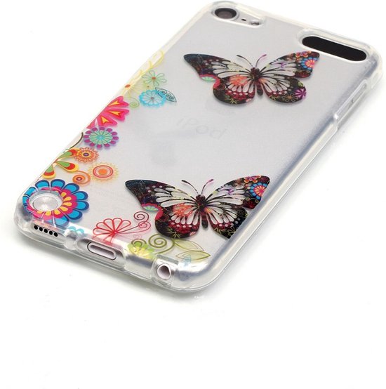 Peachy Kleurrijk hoesje vlinders bloemen iPod Touch 5 6 7 doorzichtig case - Peachy