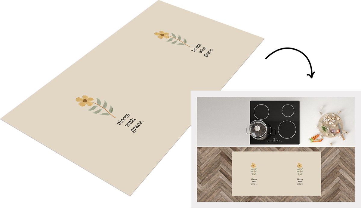KitchenYeah Keukenloper - Loper keuken - Quotes - Spreuken - Bloom with grace - Keukenloper vinyl multicolor, foto 2