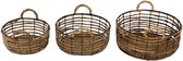 Opbergmanden Set van 3 Ø 39*15 cm Bruin Rotan, Ijzer Mand Opbergmand Wasmand