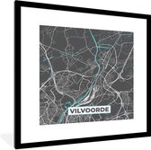 Cadre photo avec affiche - Plan de la ville - Grijs - Carte - Vilvoorde - België - Carte - 40x40 cm - Cadre pour affiche