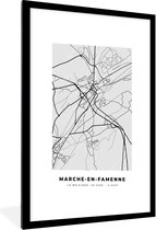 Fotolijst incl. Poster Zwart Wit- Stadskaart – Plattegrond – België – Zwart Wit – Marche en Famenne – Kaart - 60x90 cm - Posterlijst