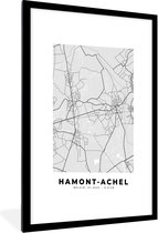 Fotolijst incl. Poster Zwart Wit- België – Hamont Achel – Stadskaart – Kaart – Zwart Wit – Plattegrond - 60x90 cm - Posterlijst