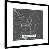 Fotolijst incl. Poster - Plattegrond – Fosses la Ville – Blauw – Stadskaart - Kaart - 40x40 cm - Posterlijst