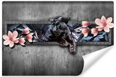 Fotobehang Panter Met Magnoliabloesems - Vliesbehang - 460 x 300 cm