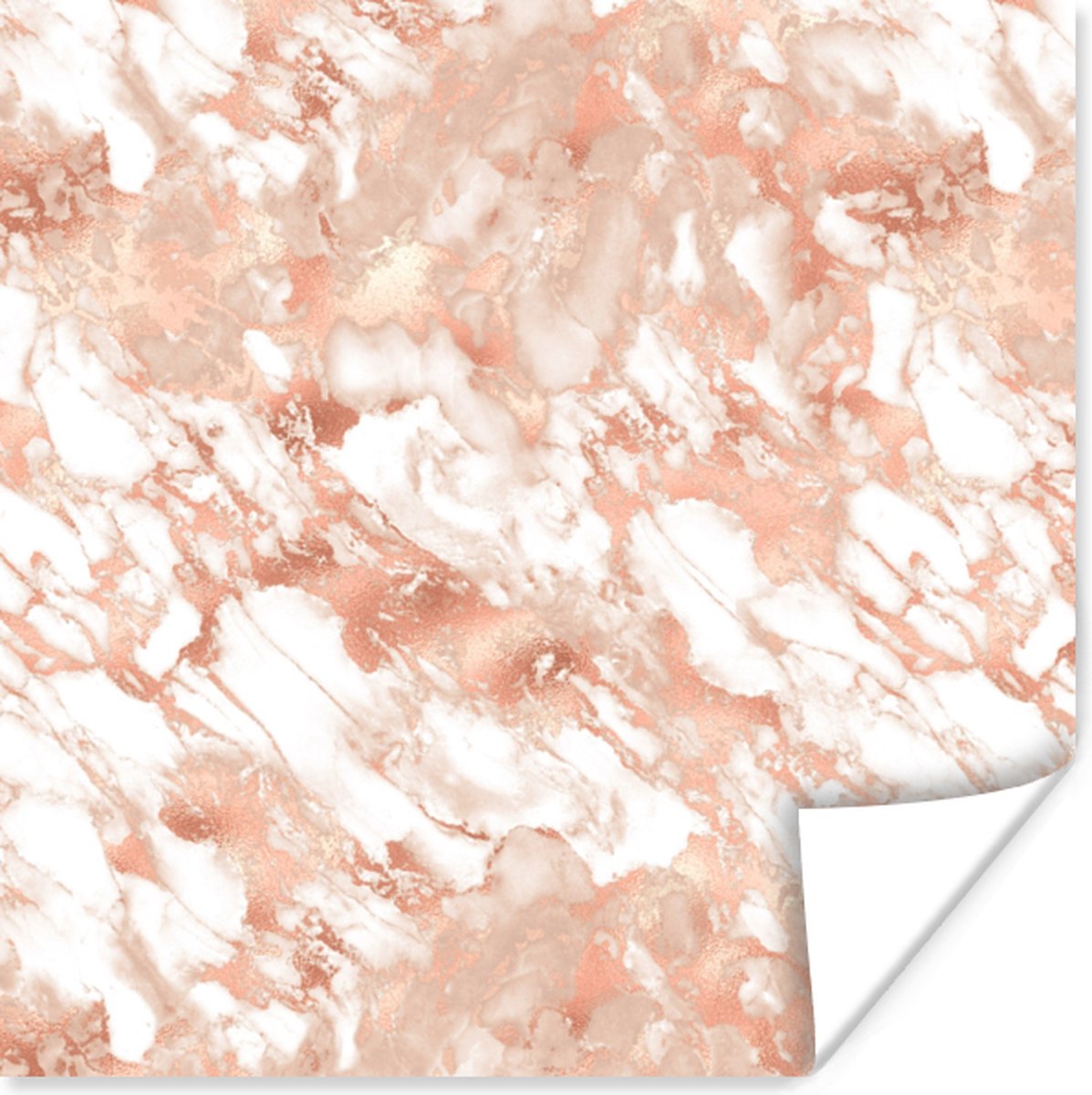 Poster Marmer - Rosé - Wit - Luxe - 30x30 cm