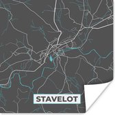 Poster Kaart – Plattegrond – Stadskaart – Stavelot – België - Grijs - 30x30 cm