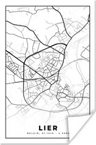 Affiche België – Lierre – Plan de ville – Plan – Zwart Wit – Plan d'étage - 80x120 cm